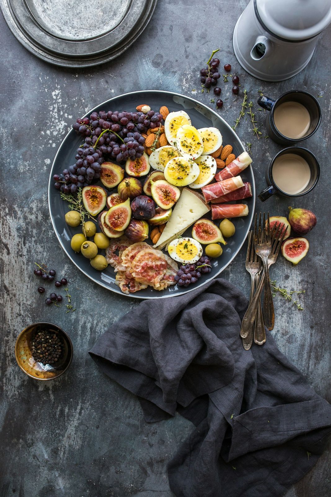 A grazing table set for sharing